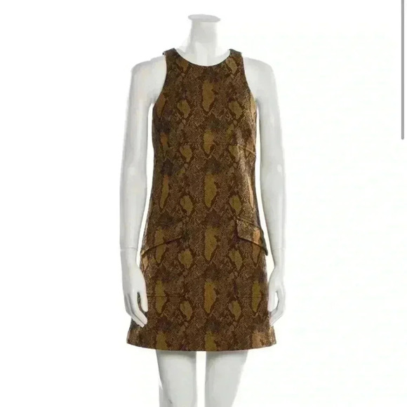 Joie Shift Dress XXS yellow and black animal print, oversized, sleeveless, good - Picture 2 of 8